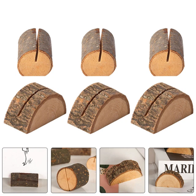 10 piezas Soporte de lugar de madera clips de mesa en forma de protocolo carpeta de fotos soporte memo