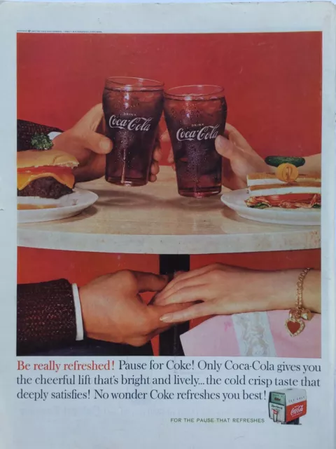 1960 vintage Coca-Cola print ad, be really refreshed, pause for Coke!