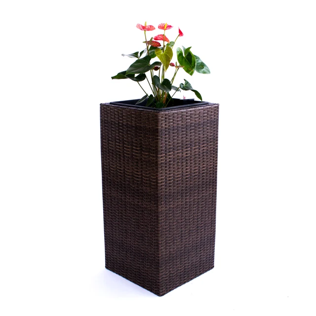 Elegant Einrichten Pflanzkübel Aus Polyrattan – 35x35x32 Cm, Mocca, Frostsicher Mit Bewässerungssystem