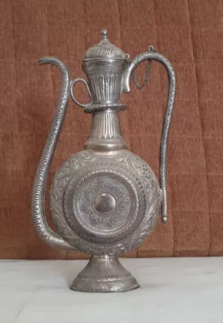 Handmade Islamic Wine Flask Persian Silver Opium Water Flask Home Decor