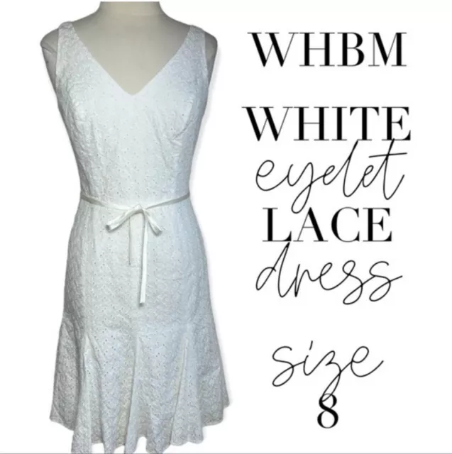 WHBM white eyelet lace dress size 8
