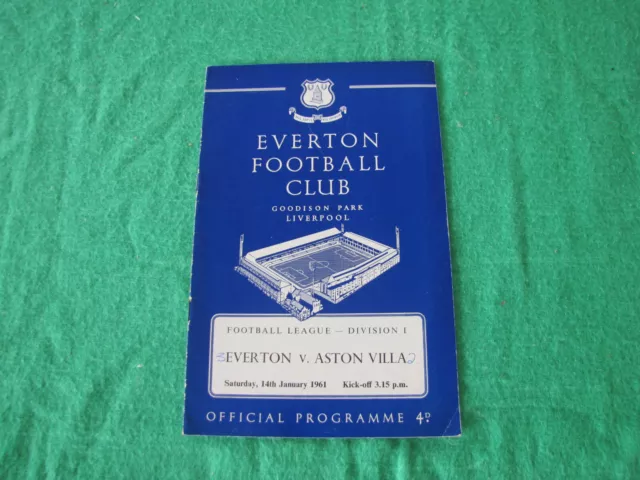 1961 Everton v Aston Villa Football Programme