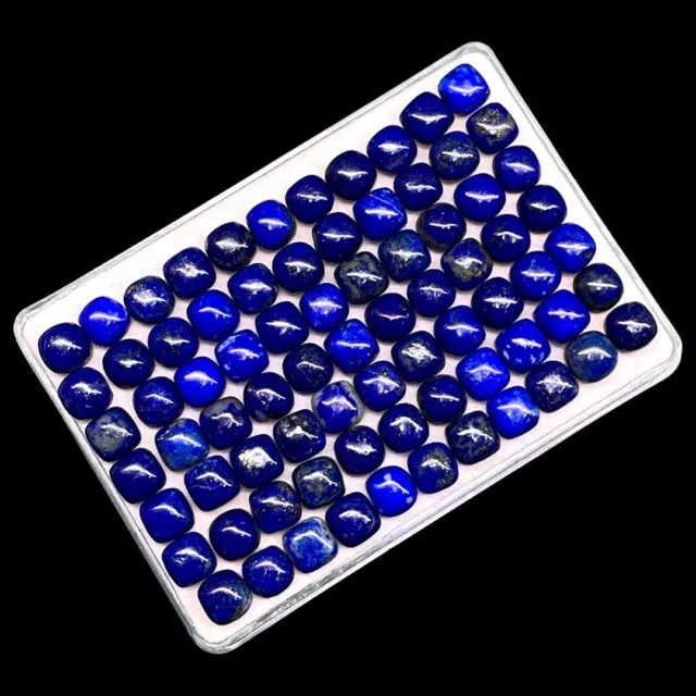 100 Pcs Natural Untreated Lapis Lazuli 6.8mm Cushion Loose Cabochon Gemstone Lot 3