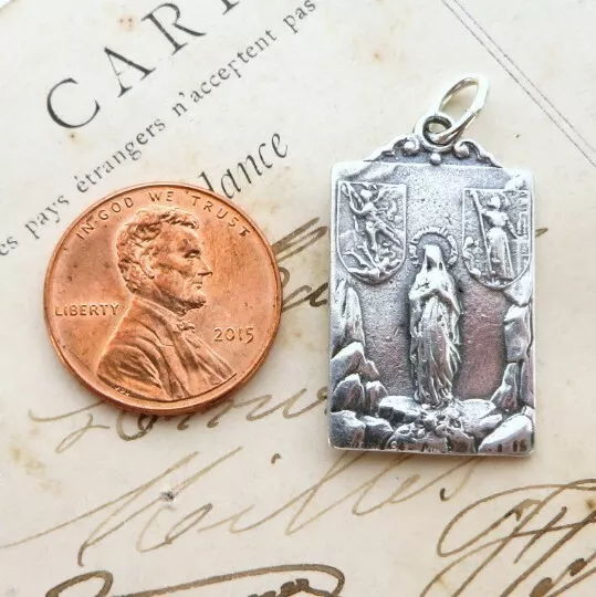 St Joan of Arc, St Michael, Virgin Mary, Jesus Medal - Antique Replica 3