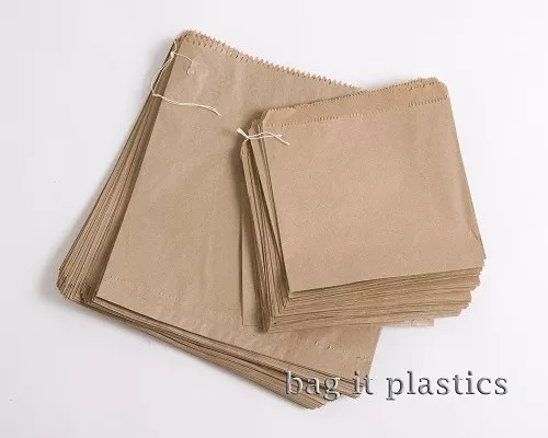 Paper Bags Strung Brown & White Kraft Food Sandwich Takeaway Grocery Bag