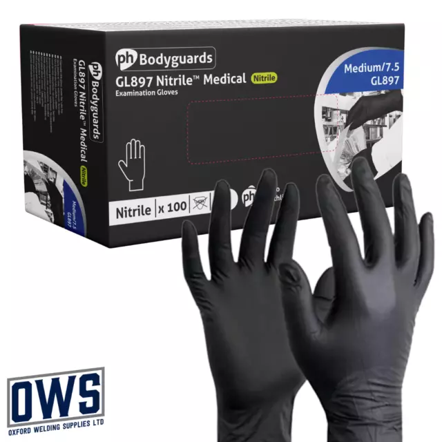 1000 Black Nitrile Powder & Latex Free Thick Disposable Gloves Tattoo Mechanic