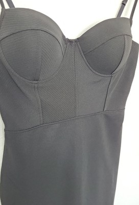 NWOT! Haute Monde Black Spaghetti Strap Above the Knee Bodycon Dress, Medium