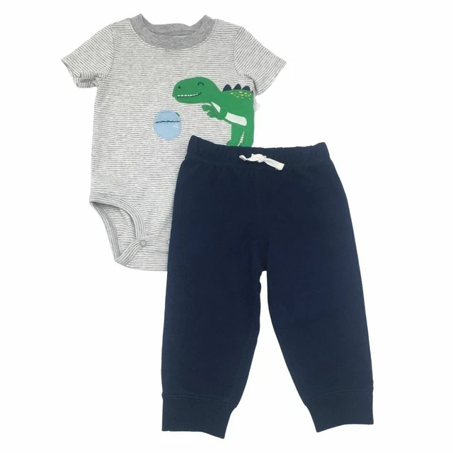 Carter's Baby Boys Infants 2 Piece Cotton Dinosaur Pants Set Outfit NB 3MO 12 MO