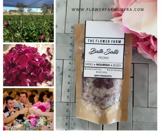 Australian Handcrafted Bath Salts made on Peony Rose Farm - Petals Grown on farm