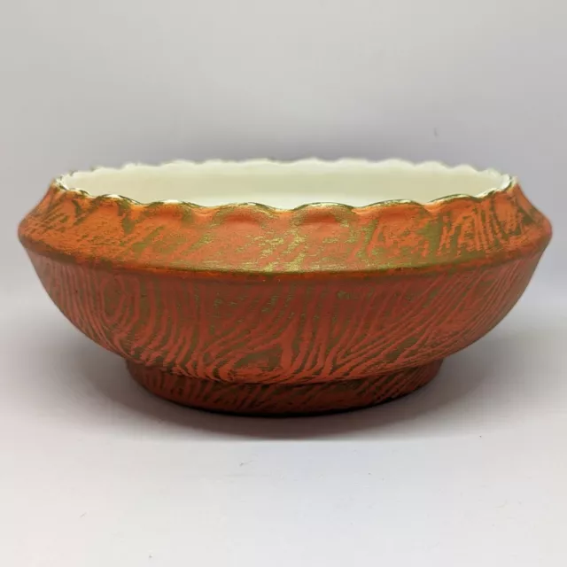 McCoy Pottery 1960s Bronze Over Orange Mid Century Planter Bowl #M7 MCM