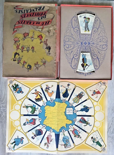 ANCIEN COFFRET DE jeux:jeu de l'oie (dessin de B.Rabier),dame,jacquet