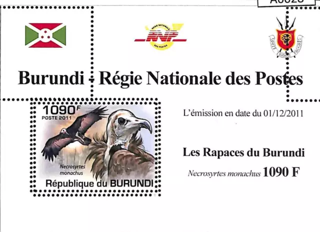 A0028 - BURUNDI - ERROR, 2011  MISSPERF SHEET - BIRDS Volture