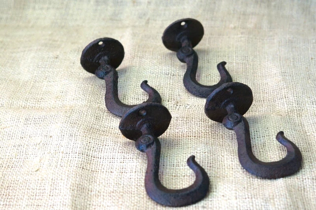 4 Ceiling Hooks Hanging Plant Hook Rustic Cast Iron 4 1/2" Coat Tow Chain Hanger