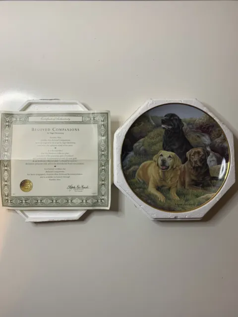 BELOVED COMPANIONS Franklin Mint Plate Labradors Dogs Nigel Hemming