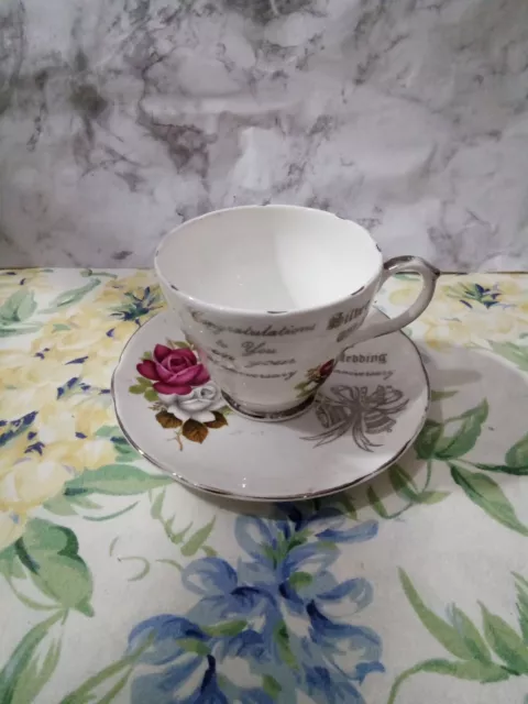 Vintage Duchess Blue and White Rose Gold Trim Teacup & Saucer China England