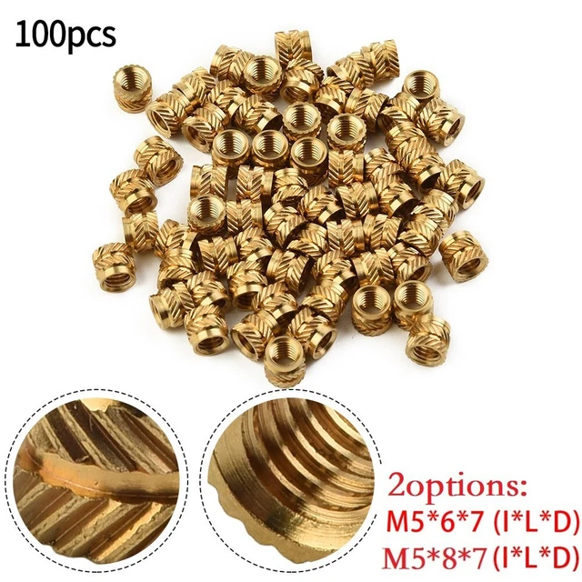 100 pz M5 Inserto Filettato Dadi Ottone Filo Interno Allacciato per Facile Assem