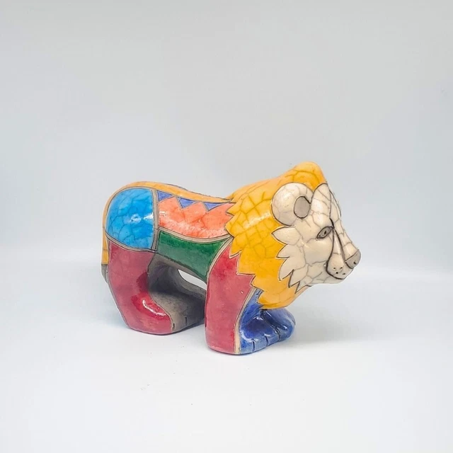Lion Raku Pottery South African Animal Figurine Statue