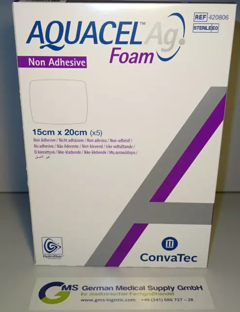 AQUACEL Ag Foam nicht adhäsiv 15x20 cm Verband 5St 04/24 REF  420806