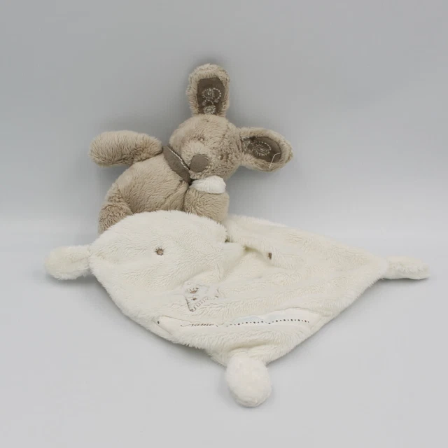 Doudou plat lapin beige gris mouchoir blanc étoile SIMBA TOYS NICOTOY - 18959
