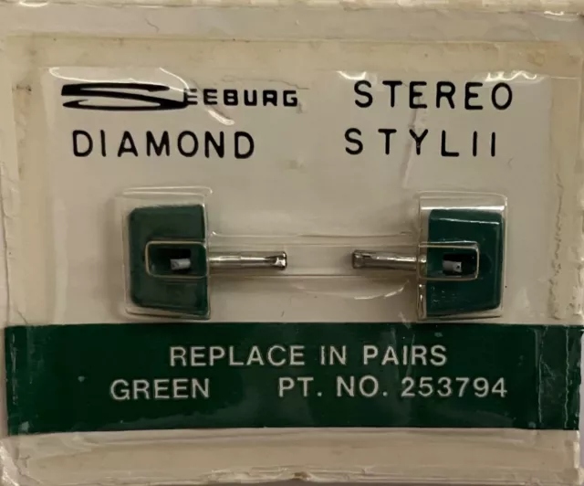 NOS - Seeburg DIAMOND STEREO STYLII - Green Pt. No. 253794 Matched Pair