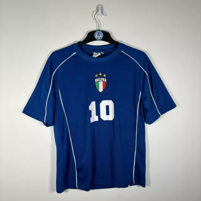 FIFA World Cup Germany 2006 Football Top T-Shirt #10 Italy Badge Blue - Size XS