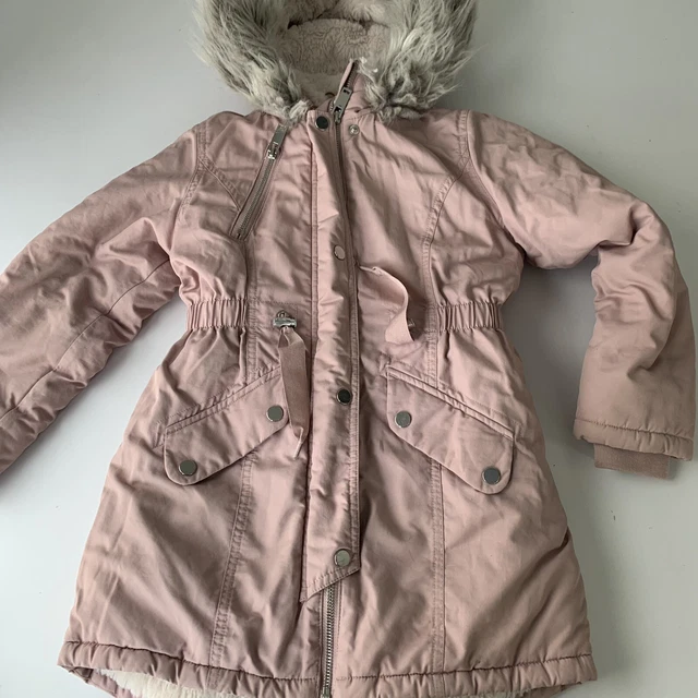 NEXT COAT PUFFER RAGAZZE Cappuccio caldo foderato in pile rosa età 8 anni luce