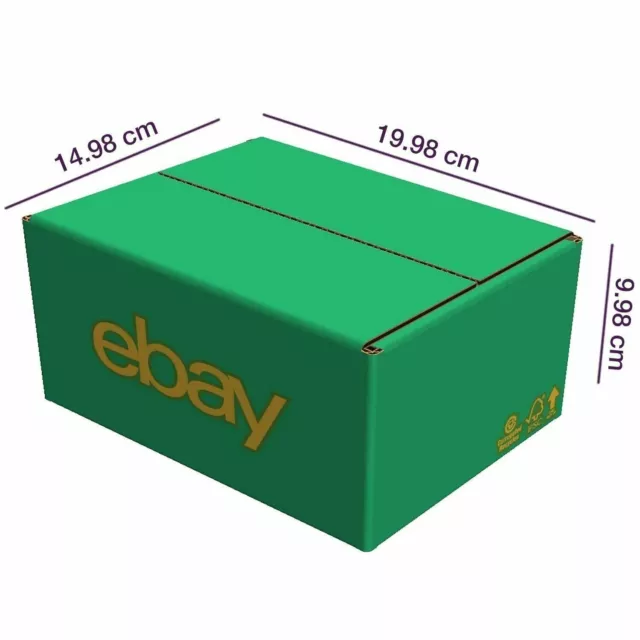 Ebay Branded Packaging 25 x Green & Yellow Cardboard Boxes RM Small Parcel Size