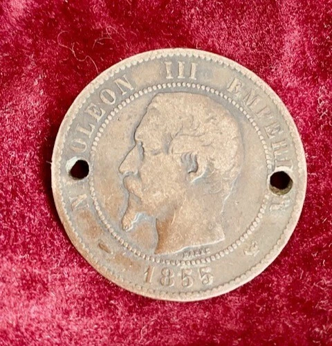  10 centimes Napoléon III de 1855 W - pièce de monnaie, Française, ancienne