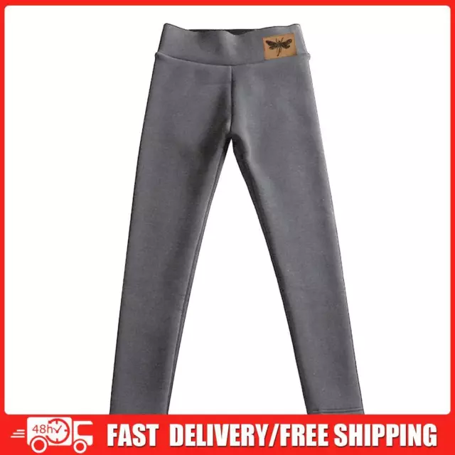Women Warm Fleece Lined Tights Girls Thick Velvet Thermal Pants (Grey M)