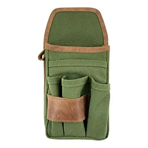 , Tool Pouch Handmade from Olive Green Canvas & Full Grain Leather - Belt Hol...