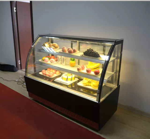 220V Countertop Refrigerated Cake Showcase Commercial Diamond Glass Display Case