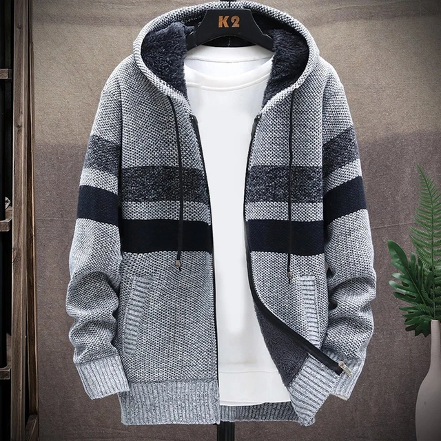 Mens Thick Warm Fleece Lined Hooded Hoodie Winter Zip Up Coat Jacket Sweatshirt 2
