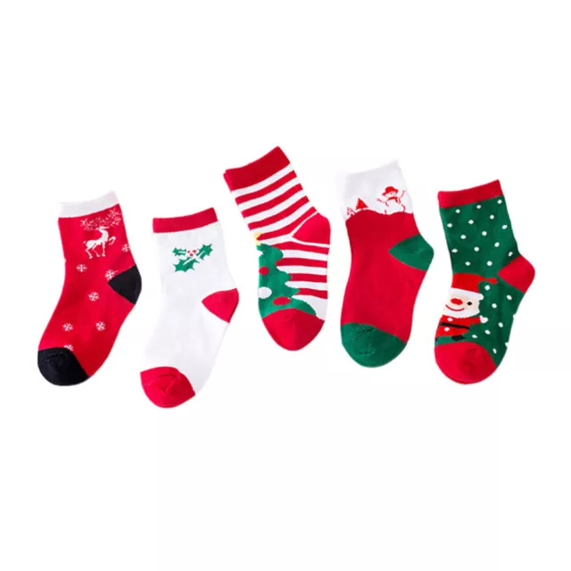 5 Pairs Socks for Kids Christmas Baby Boy Autumn Santa Cotton