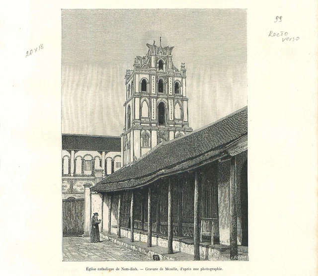 Eglise de Nam-Dinh élèves école Hoang-n'guyen Tonkin Viêt Nam ILLUSTRATION 1890