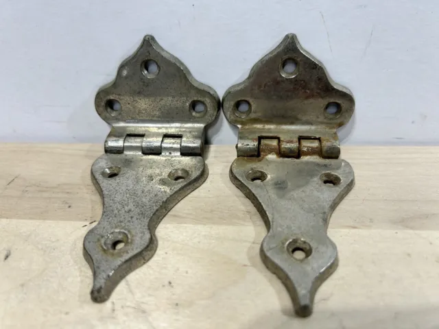 Vintage Pair of Ice Box Refrigerator Door Hinges - Non-Magnetic Plated Metal C