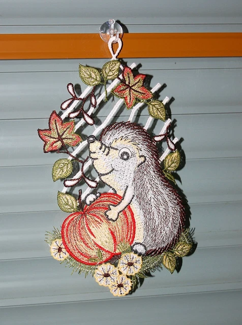 Plauener Stickerei Fensterbild Spitze – Weihnachtsdeko Sternschnuppe Mit Saugnapf