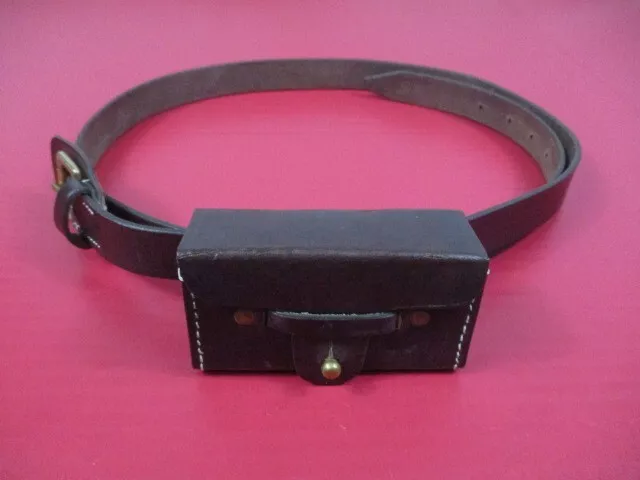WWII Era Japanese Enlisted Leather Pistol Belt and Ammo Pouch - Reproduction