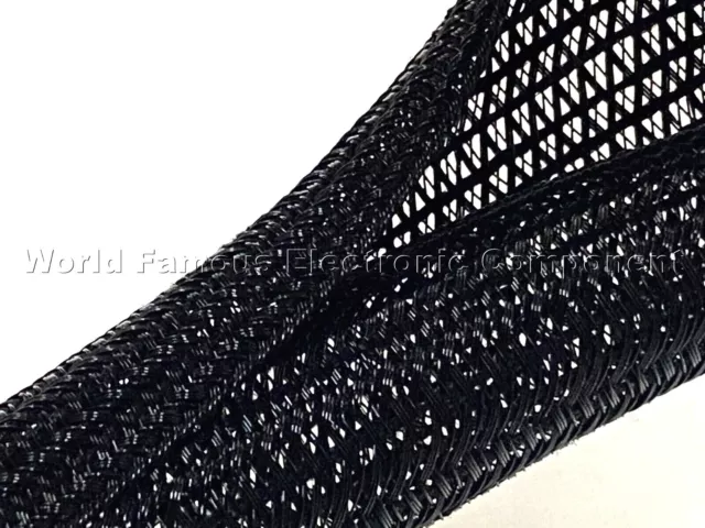 F6N0.38BK 3/8" Black Split Braided Cable Sleeving , Split Loom , Wrap -USA