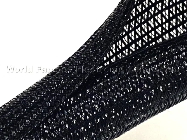 F6N1.00BK 1" Black Split Braided Cable Sleeving , Split Loom , Wrap ,USA