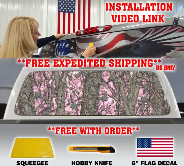 Pink Camo Camouflage Pickup Truck Back Window Graphic Decal Tint Hunter