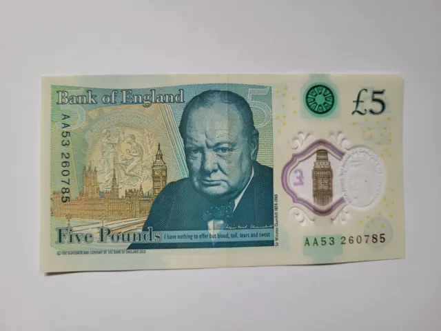 AA Polymer Bank of England £5 Five Pound Note LOW SERIAL NUMBER COLLECTOR ITEM 3
