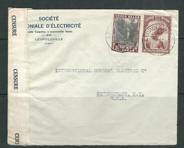 Belgian Congo Environ (?) Censure Housse De Leopoldville To Schenectady, Ny, USA