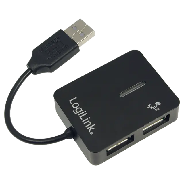 USB HUB 4 fach Verteiler 4 Port LogiLink Smile schwarz USB 2.0 bis zu 480 MBit/s