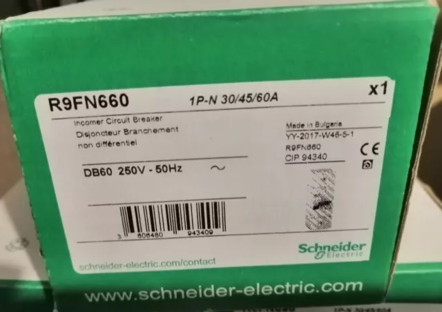 Schneider Disjoncteur Branchement - 1P+N - 60A fixe - non différentiel