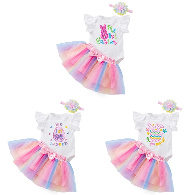 Abiti da cartone animato per bambine My 1st Easter Romper + tuta gonna tutù