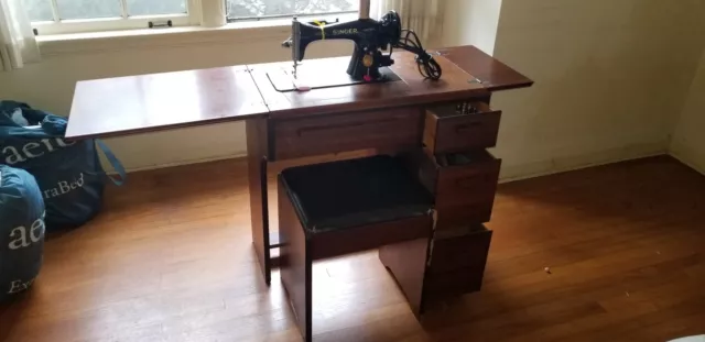 Vintage SINGER Sewing Machine with Table Stand, Model AD907026