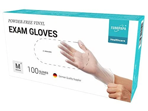 EUROPAPA® - Lot de 100 gants jetables en vinyle sans latex et non poudrés - Tail