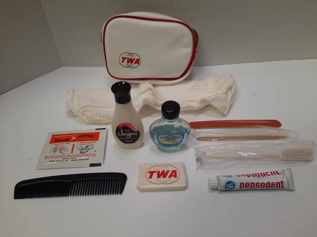 Vintage TWA Travel Kit Trans World Airlines St Louis Airport Toiletries Bag Nice