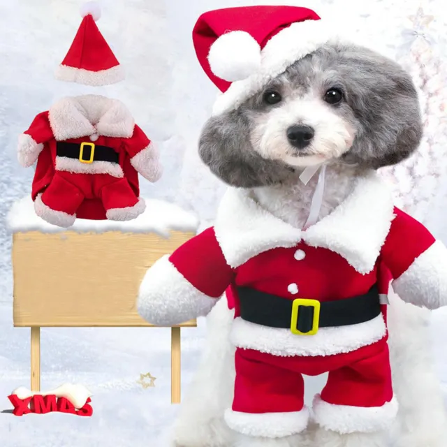 DHL Haustier Hund Weihnachten Kapuzenpullover Hundejacke Kostüm Mantel Jacke Set 2