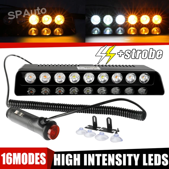 9-LED Strobe Light Bar Car Emergency Warning Beacon Hazard Lamp Windshield Dash